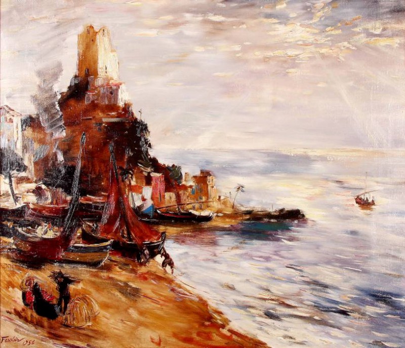 Burg am Hafen von Cadaques 1956