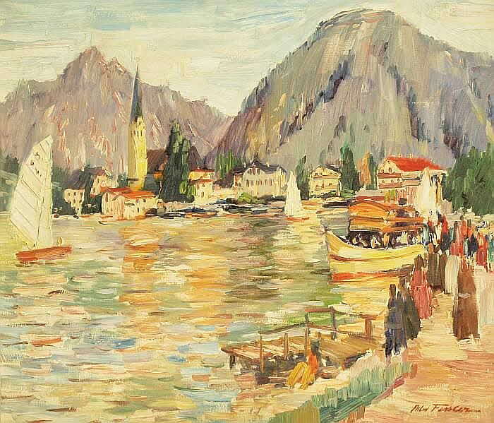 Blick ber den Tegernsee auf Rottach Egern - um 1946 - 100 x 90 cm