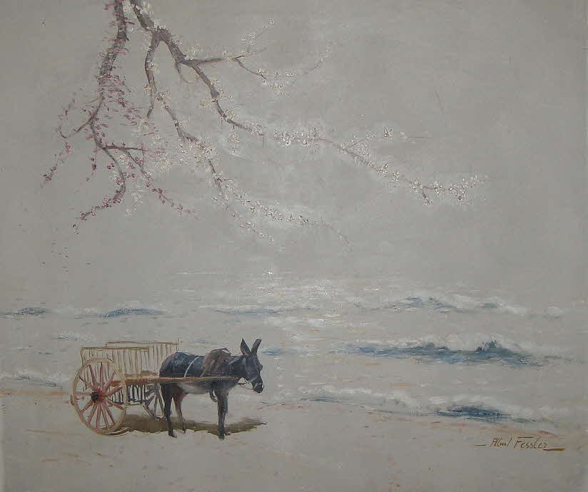 Eselskarren am Strand - 1958